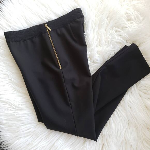 Kate Spade Edie Cigarette Pants Black Gold Zip Stretch Knit Banded Waist Women 4 - Picture 4 of 9